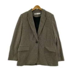 ZARA ザラ エルボーパッチ チェック テーラードジャケット sizeEUR M/ブラウン