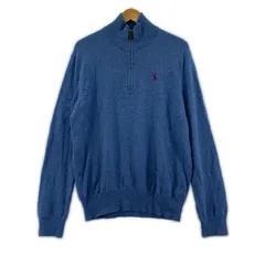 POLO RALPH LAUREN ポロ・ラルフローレン ワンポイント刺繡 ハーフジップニット sizeM/ブルー系