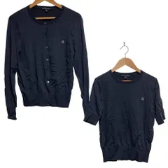 美品 Brooks brothers ブルックスブラザーズ ニットカーディガン 半袖 カットソー アンサンブル 2点セット サイズM/Ｓ グレー レディース 古着 中古 USED