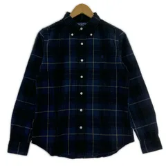 GYMPHLEX ジムフレックス チェック柄 ワンポイント刺繡 フランネル長袖シャツ size14/ネイビー系