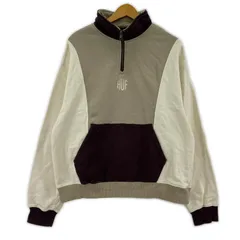 HUF ハフ ハーフジップ 裏起毛スウェット sizeS/アイボリー×グレージュ×ダークパープル系