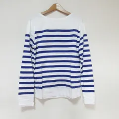 美品 IENA イエナ ボーダーロングスリーブカットソー F ホワイト×パープル レディース 古着 中古 USED