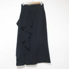 良品 MARW UNITED ARROWS マルゥ ユナイテッドアローズ アシンメトリー フリル ロングスカート 38 ブラック レディース 古着 中古 USED