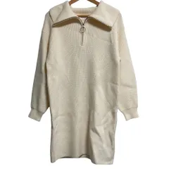美品 22AW FRAY I.D フレイアイディー ジップニットワンピース サイズF ベージュ レディース 古着 中古 USED