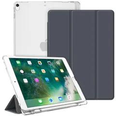 Fintie iPad Air 2019 ケース iPad Air3 / Pro 2017 10.5インチ バックカバー Apple Pencil 収納可能 三つ折スタンド スリープ機能 軽量 薄型 半透明 傷つけ防止 PUレザー(モデル番号A2152、A21