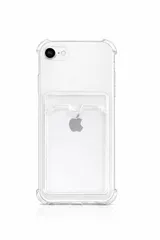 【Japan Platina】 iPhone SE 2020/2022 (第2/3世代) iPhone8 iPhone7 用 ケース (透明クリア) 4.7インチ アイフォン SE ケース カバー ポケット付き カード収納 クリア スマホケース TPU Qi充