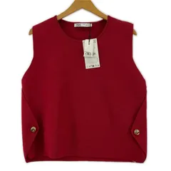 美品  ZARA ザラ タグ付き ニットベスト sizeL/レッド
