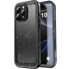 SPORTLINK iPhone 16 Pro 用 防水ケース - iPhone16 Pro 用 ケース 完全防水 - IP68規格防水等級 防雪 防塵 耐衝撃 360°全面保護 ワイヤレス充電 フェイスID 認証対応 カメラ調整ボタン 操作便利 超薄型 スト
