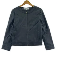 NATURAL BEAUTY BASIC ナチュラルビューティーベーシック   ノーカラー フェイクレザージャケット sizeM/ブラック