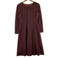 COUP DE CHANCE クード・シャンス Vネック ウール混 フレアワンピース size38/ボルドー