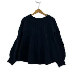 NATURAL BEAUTY BASIC ナチュラルビューティーベーシック ケーブル編み Aラインニット sizeM/ネイビー