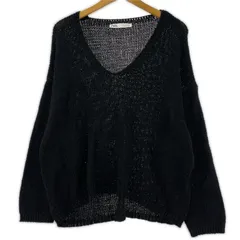 ZARA ザラ Vネック 透かし編みニット sizeEUR M/ブラック