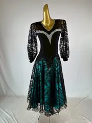 ドレス　ブラック×ミントグリーン　Ｍサイズ　コンテスト・発表会・パーティ・ナイトロングドレス【オーダーメイド対応可】