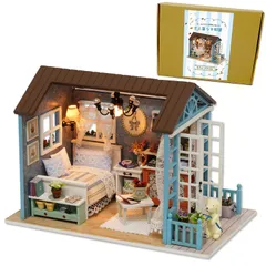 moin moin 【 日本語説明書 】 1/24 ドールハウス ミニチュア 手作りキット セット 小型 初心者 | 犬 と 暮らす部屋 | LEDライト + アクリルケース (カフェ・スタイル) 20101DH139