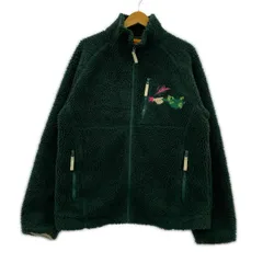 Left Alone レフトアローン バック刺繍 フリース ボアジャケット sizeM/グリーン系
