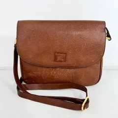 【訳アリ】バーバリー ショルダーバッグ レザー チェック柄 キャンバス ブラウン