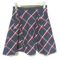 美品 BLUE LABEL CRESTBRIDGE ブルーレーベルクレストブリッジ チェックスカート 55S05-224-29 サイズ38 ネイビー レディース 古着 中古 USED