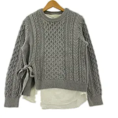 B:MING LIFE STORE by BEAMS ビーミングバイビームス レイヤード ケーブルニット sizeONE SIZE/グレー×オフホワイト