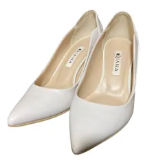 美品 DIANA ダイアナ ポインテッドトゥ パンプス 小さいサイズ 21.5cm ライトグレー レディース 古着 中古 USED