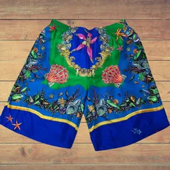 VERSACE ヴェルサーチ　トレゾール ドゥ ラ メール 総柄シルクショーツ ハーフパンツ　イエロー【c2482634】のサムネイル