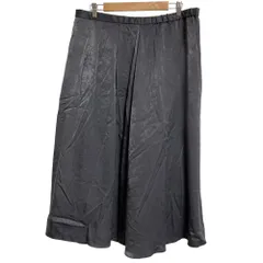 美品 INDIVI インディヴィ スエード調 サテンタックスカート 大きいサイズ19 グレー レディース 古着 中古 USED