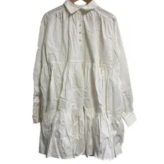 美品 eimy istoire エイミーイストワール ボリュームティアードミニワンピース 長袖 チュニックシャツ サイズF ホワイト レディース 古着 中古 USED