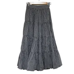 良品 22SS SNIDEL スナイデル ギンガムチェック ティアードロングスカート サイズ0 ブラック ホワイト レディース 古着 中古 USED