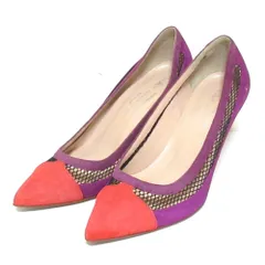 良品 CORSO ROMA 9 コルソローマノーヴェ グレースコンチネンタル別注 マルチメッシュパンプス 36 23cm相当 レッド×パープル レディース 古着 中古 USED