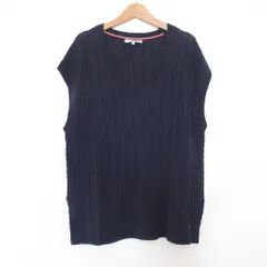 美品 23AW TOMMY HILFIGER トミーヒルフィガー ケーブルニットベスト サイズM ネイビー レディース 古着 中古 USED