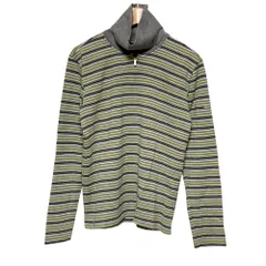 美品 BURBERRY GOLF バーバリーゴルフ ハイネックボーダーカットソー M グレー レディース 古着 中古 USED