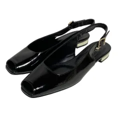 良品 DIANA ダイアナ オープントゥバックスリングパンプス 24.5cm ブラック レディース 古着 中古 USED