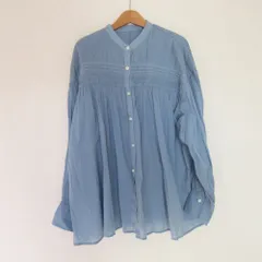 良品 25SS JOURNAL STANDARD relume レリューム ジャーナルスタンダード コットンボイルクリンクルピンタックブラウス F ライトブルー レディース 古着 中古 USED