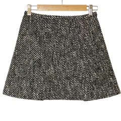 未使用 LANVIN en Bleu ランバンオンブルー ツイード スカート 36 ブラック レディース 古着 中古 USED