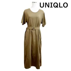 ユニクロ 　ベルテッド Tワンピース（半袖）ベージュ L　レディース ワンピース　ロングワンピース 半袖