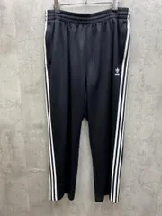 adidas アディダス スリーストライプス ジャージ トラック ワイド パンツ sizeXL/黒 ■◇メンズ
