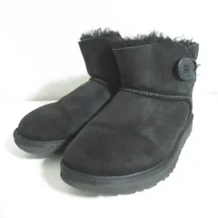 良品 UGG アグ MINI BAILEY BUTTON ムートン ショートブーツ 3352 サイズUS6 23cm ブラック レディース 古着 中古 USED