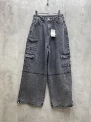 新品 GRL グレイル ワイド カーゴ デニムパンツ sizeS/黒 ■■レディース