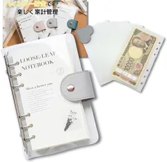 ikomaido バインダー貯金 韓国 アクリルバインダー A6 お金管理 ブックマーク付き リフィル5枚 ファイル 貯金ファイル 家計管理 封筒貯金 貯金封筒 6穴 (グレー)