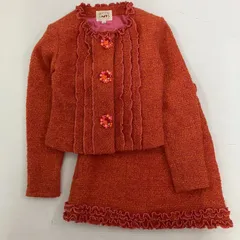 ◆ Mezzo piano メゾピアノ セットアップ ジャケット スカート 上下 セット フリル セレモニー オレンジ ピンク 140サイズ キッズ 古着