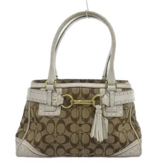 コーチ COACH 10507 シグネチャー ハンドバッグ トート 肩掛け タッセル キャンバス レザー ベージュ 白 ホワイト /GV ■GY18