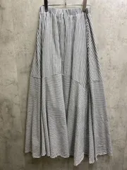 新品 HUG.U ハグユー Y681 ストライプ フレア Aライン マキシ スカート sizeF/白ｘグレー  ■◇レディース