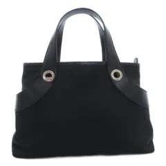 ブルガリ BVLGARI ロゴマニア トート ハンドバッグ キャンバス レザー 黒 ブラック /GV ■GY18