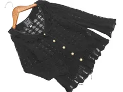 CYNTHIA ROWLEY シンシアローリー 透かし編み カーディガン size2/黒 ■◇ レディースのサムネイル