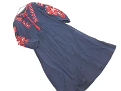 ZARA WOMAN ザラ ウーマン リネン混 刺繍 ワンピース sizeS/濃紺 ■◇ レディース