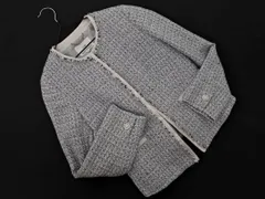 23区 ツイード ノーカラー ジャケット size36/白ｘ紺 ■◇ レディース