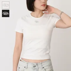 DIESEL ディーゼル トップス T-UNCUTIESLONG-OD コットンTシャツ スリムフィット A199170 AHQH レディース ホワイト ブラック 半袖 クルーネック オーバルD ロゴ