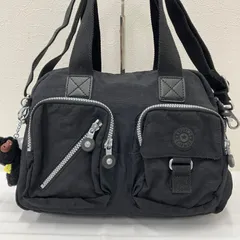 9844　KIPLING　キプリング　2way　ショルダーバッグ　トートバッグ　ハンドバッグ　ブラック　黒　チャーム付き　モンキー　ゴリラ　無地　フロントポケット　ポケット多数　レディース　軽量　カジュアル　シンプル