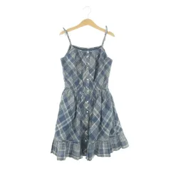 ポロ ラルフローレン POLO RALPH LAUREN ワンピース 子ども服（女の子用） 7 130 青 ブルー チェック柄 ノースリーブ 前ボタン /CK9 ■GY99