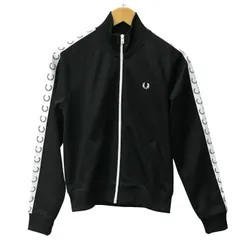 FRED PERRY フレッドペリー トラックジャケット レディース ジャージ サイドテープ ブラック UK10サイズ SJ8135 中古 T1