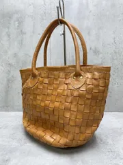 ブランド不明 メッシュレザー ハンド バッグ キャメル  ■■レディース